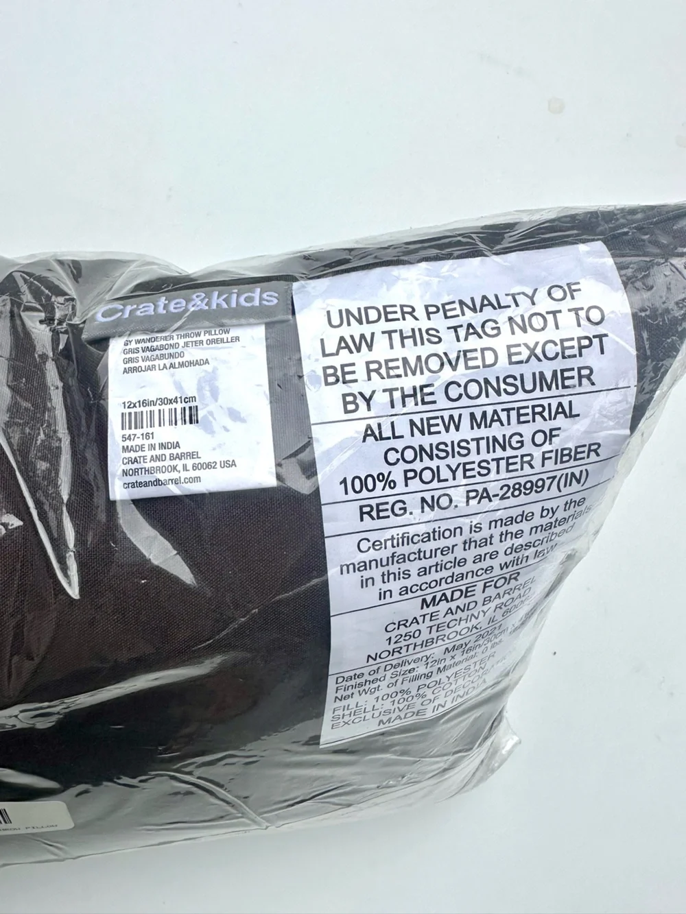 Crate&Barrel charcoal gray